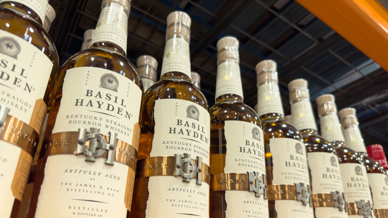 Bottles of Basil Hayden on a retail store shelf
