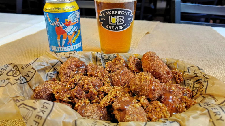 The apple crisp October special cheese curd from Lakefront Brewery