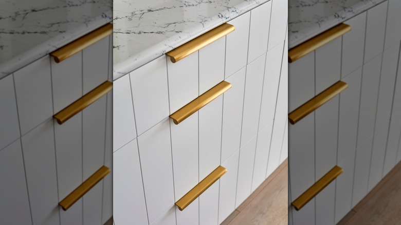 Shiplap drawers in kitchen