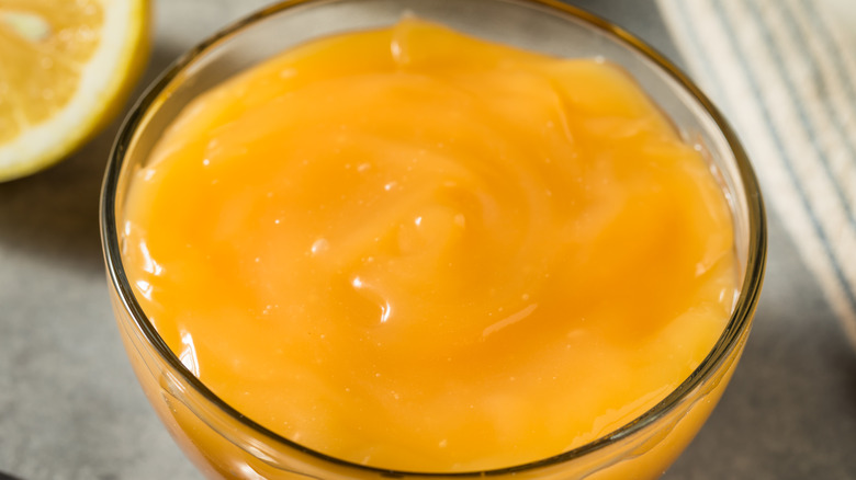 Lemon curd in a bowl