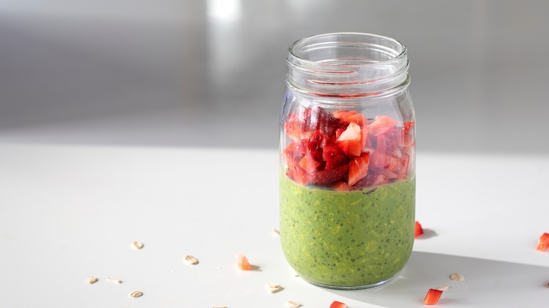 Matcha and chia overnight oats