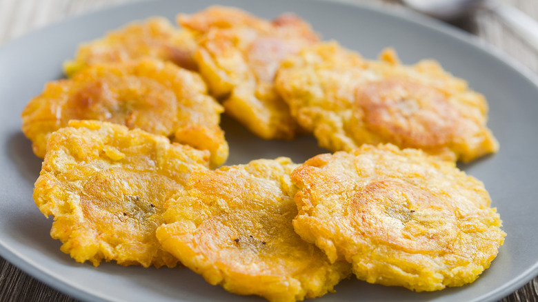 Crispy fried plantains on a plate