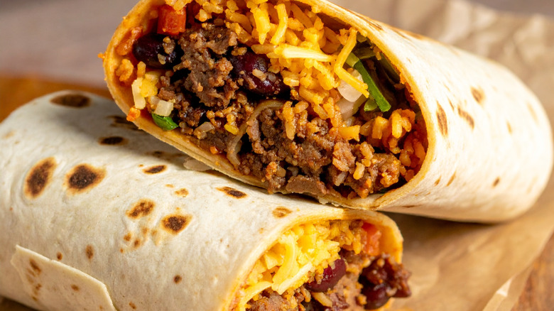 Rice burrito with meat