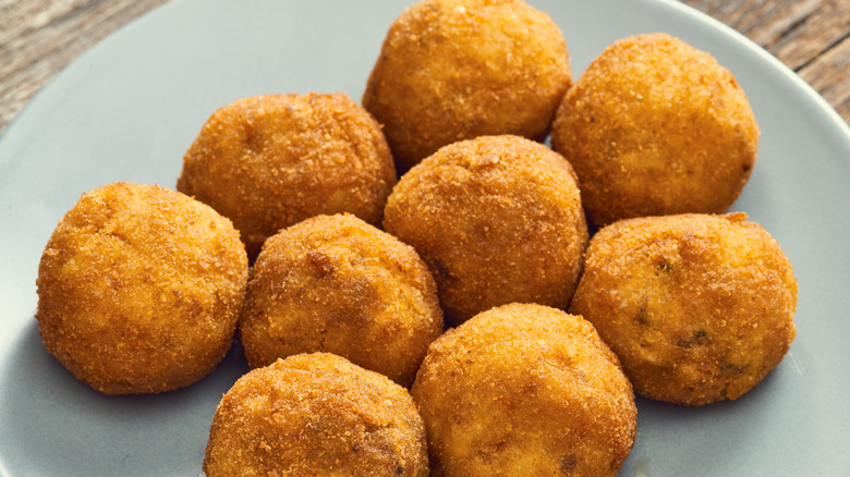 Fried rice balls on a plate