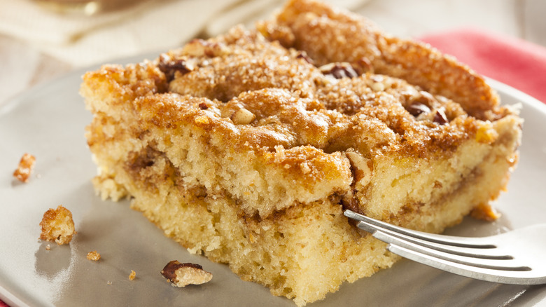 Piece of coffee cake on a plate