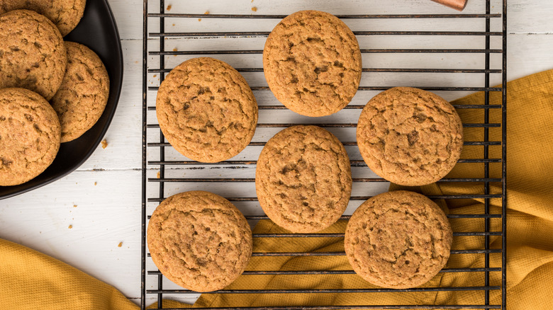 Pumpkin snickerdoodles on a cooling rack