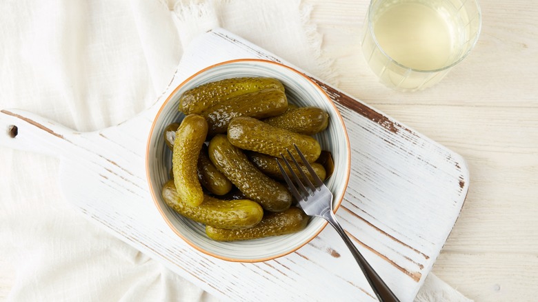 Bowl of gherkins pickles