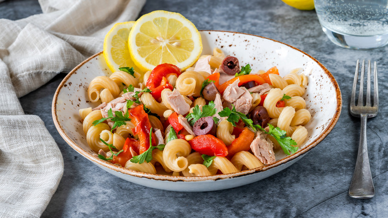 Pasta salad with pine nuts