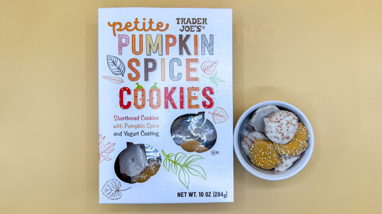 Box of Petite Pumpkin Spice Cookies next to filled bowl