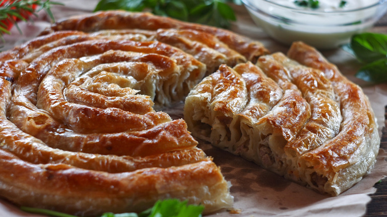 A large pastry wrapped in a coil