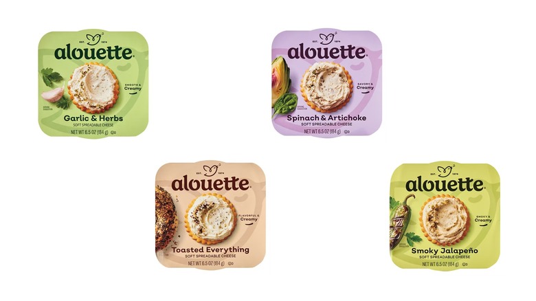 Four flavors of spreadable cheese