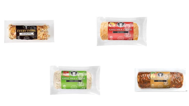 Four different seasonal goat cheese logs