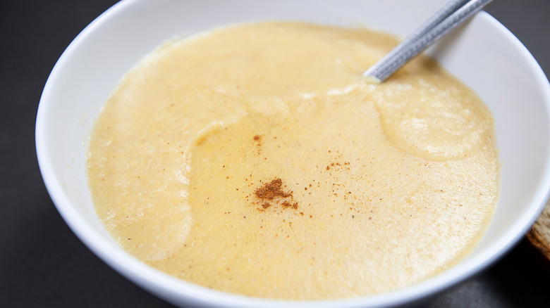 A closeup view of Jamaican cornmeal porridge