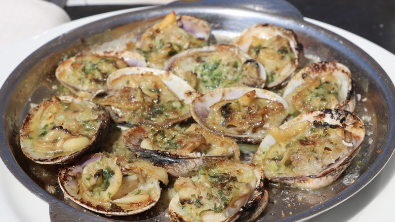 Plate of stuffed, baked clams