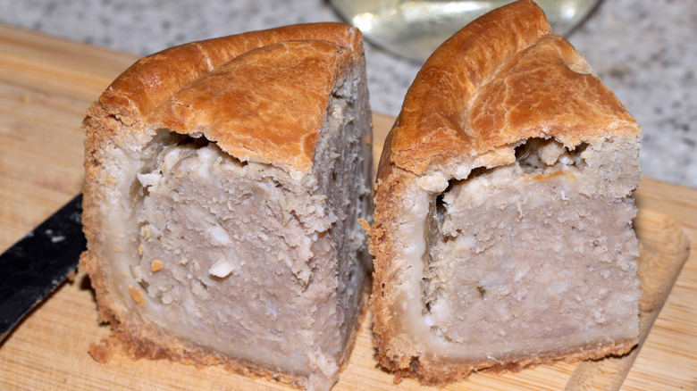 Inside of pate set into bread