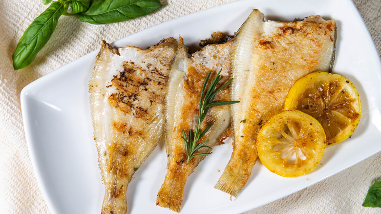 Sand dabs on a plate