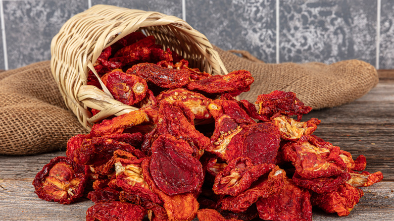 sun dried tomatoes coming out of basket