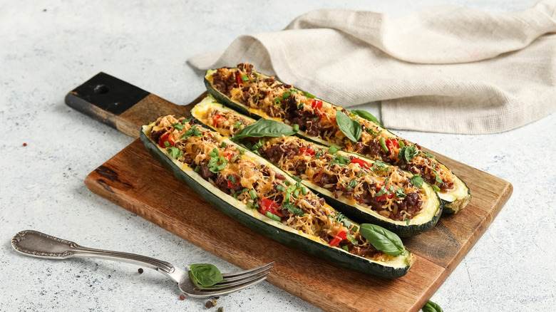Board with stuffed zucchini