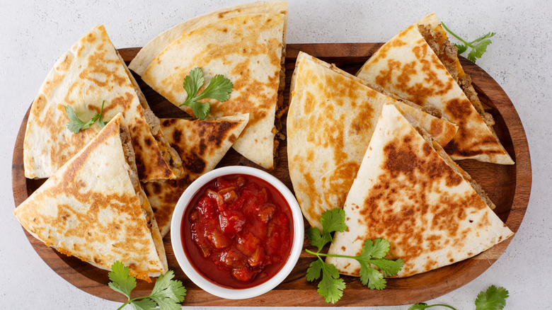 Ground meat quesadillas on a plate
