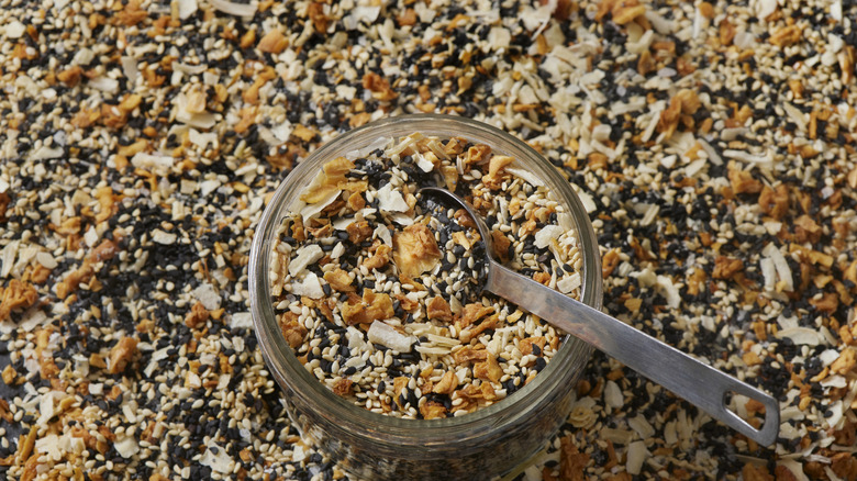 Everything bagel seasoning with a bowl