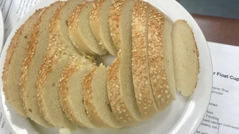 St. Louis-style bagel sliced