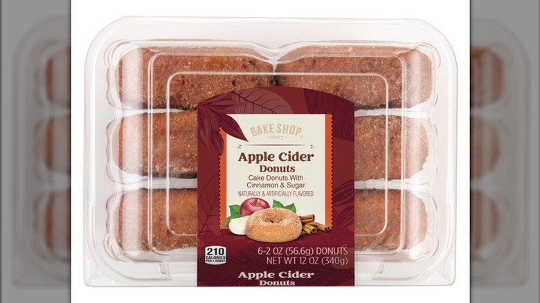 Plastic clamshell package of Bake Shop Apple Cider Donuts