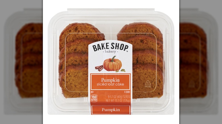 Plastic clamshell package of Bake Shop Pumpkin Sliced Loaf Cake
