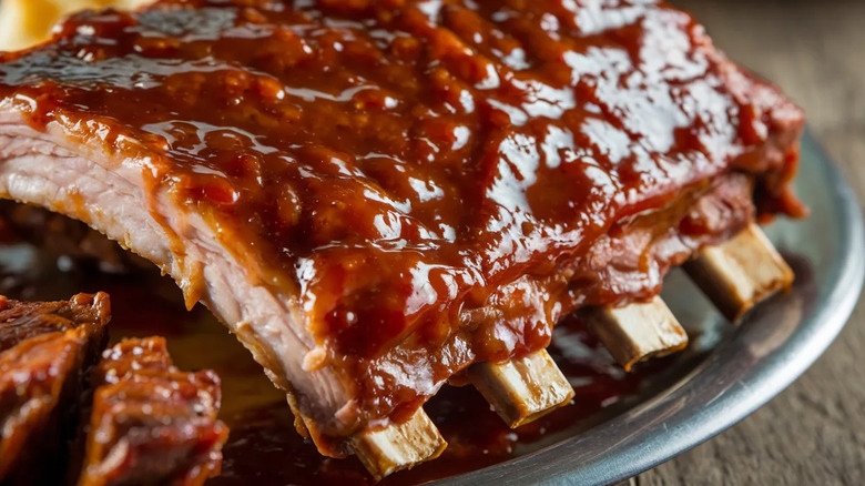 Close-up of pork ribs
