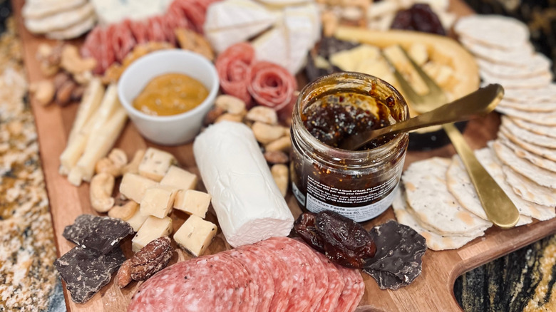 grazing board with shallow depth of field