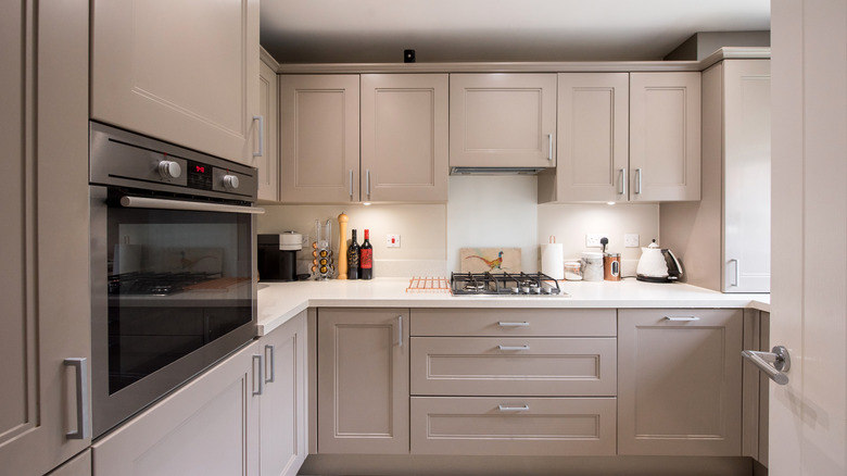 interior of kitchen showing cabinets