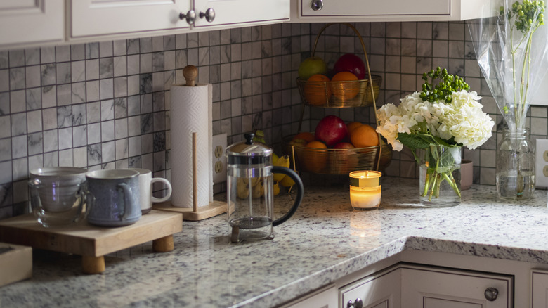 bright kitchen with beautiful backsplash