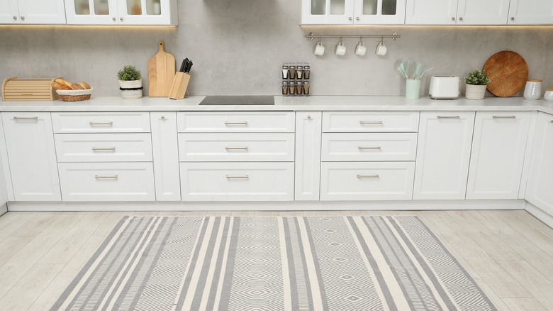 gray kitchen rug in modern kitchen