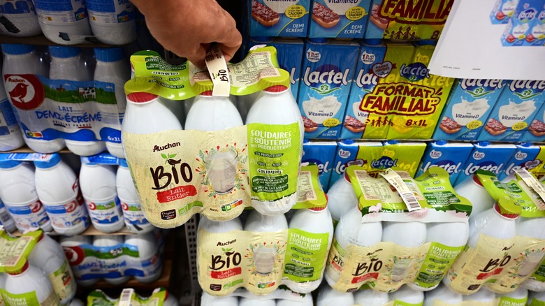 milk section in a french market