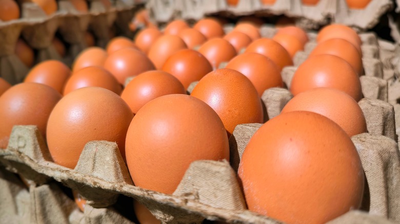farm fresh eggs in a palette