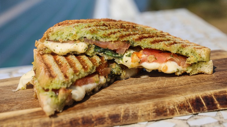 gourmet pesto panini sandwich