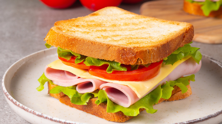 club sandwich on toasted white bread