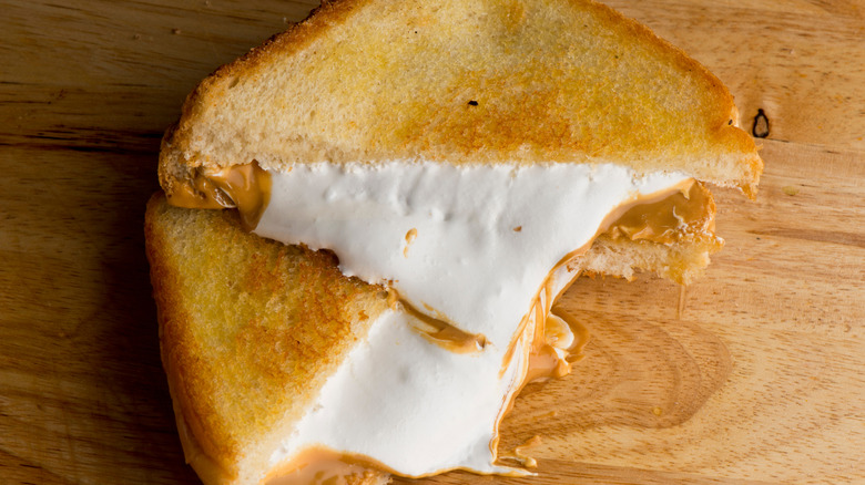toasted peanut butter and marshmallow sandwich