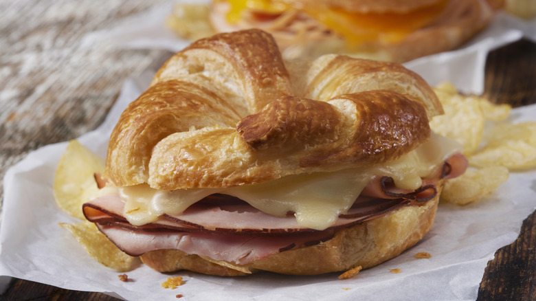ham and cheese on croissant