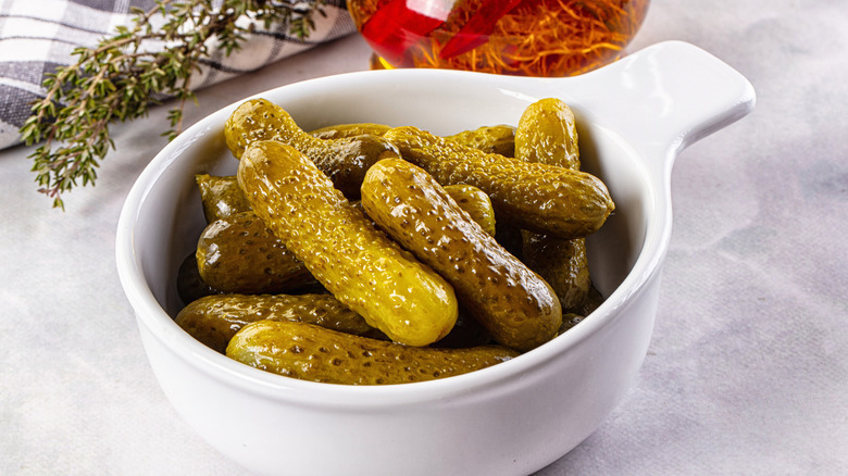 Cornichons in a bowl