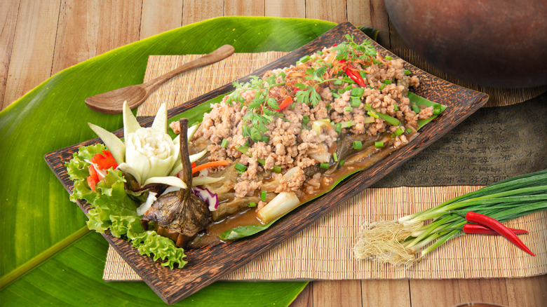 A plate of cha trob on a table