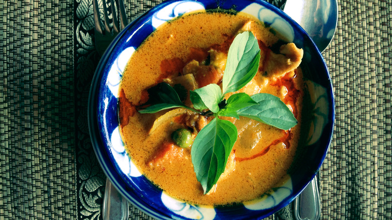 A bowl of Cambodian chicken curry