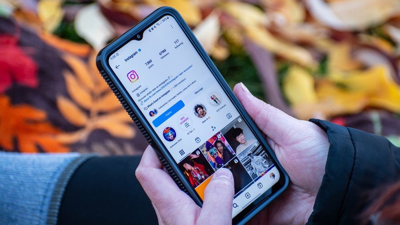 Person using Instagram on cell phone