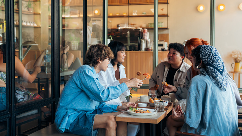 People eating at a restaurant