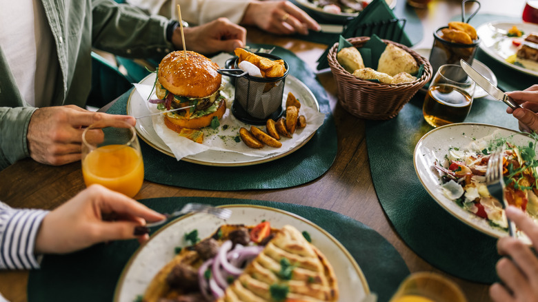 People eating at a restaurant