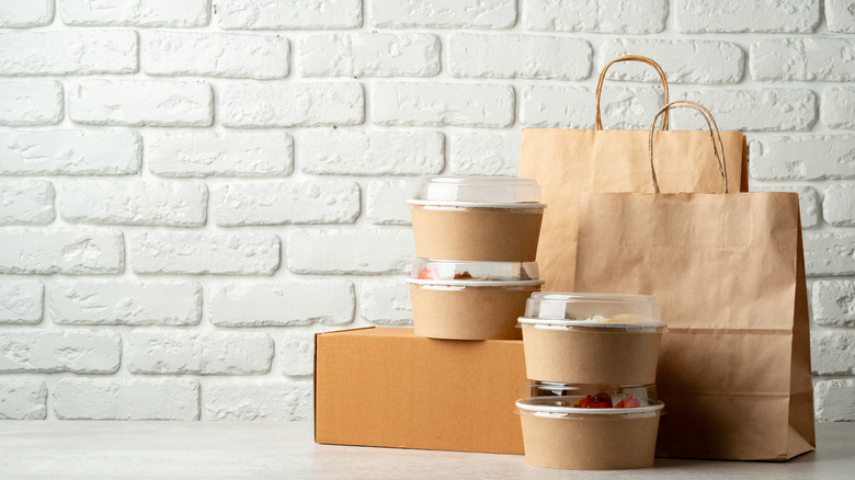 Takeout and to-go food in boxed
