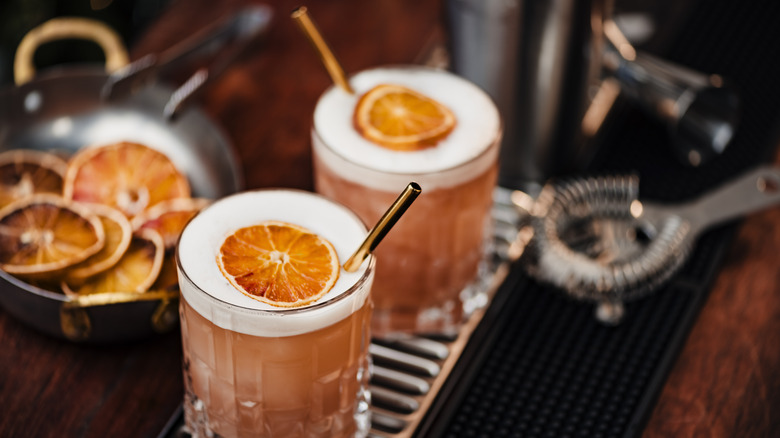 Fancy cocktails at a bar