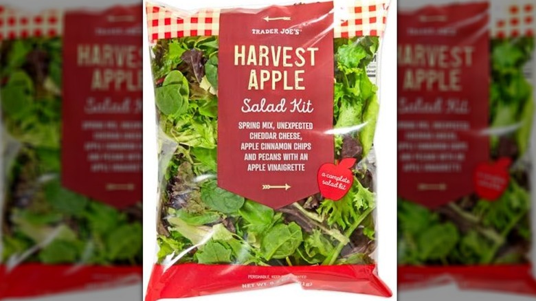 Transparent bag of Trader Joe's Harvest Apple Salad Kit