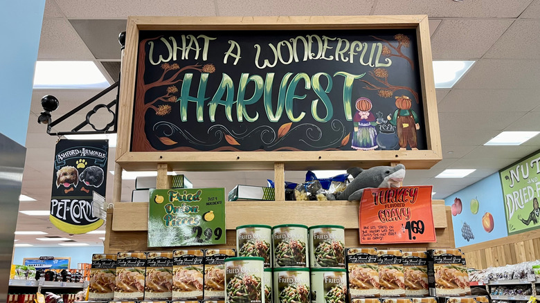 Chalkboard sign reading 