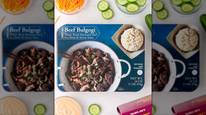 Package of frozen beef bulgogi from Trader Joe's.