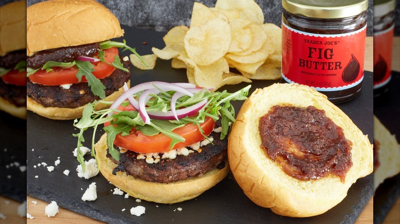 Trader Joe's fig butter on a burger